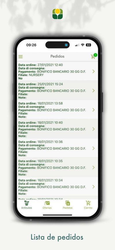 elenco ordini su app innocenti e mangoni su smartphone